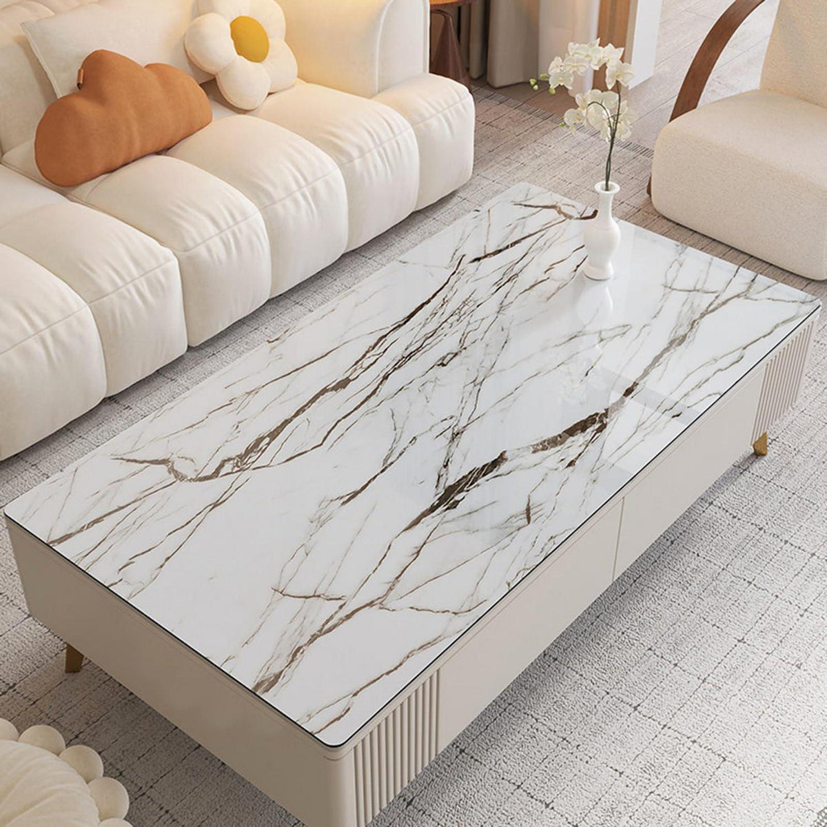 PVC Tischdecke Weiß Marmor 80x200cm - Wasserdicht & Robust