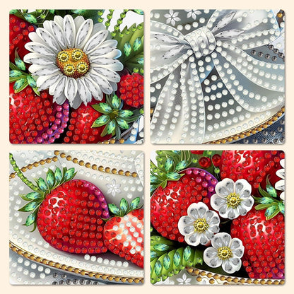 Diamond Painting Anhänger Erdbeeren & Gänseblümchen