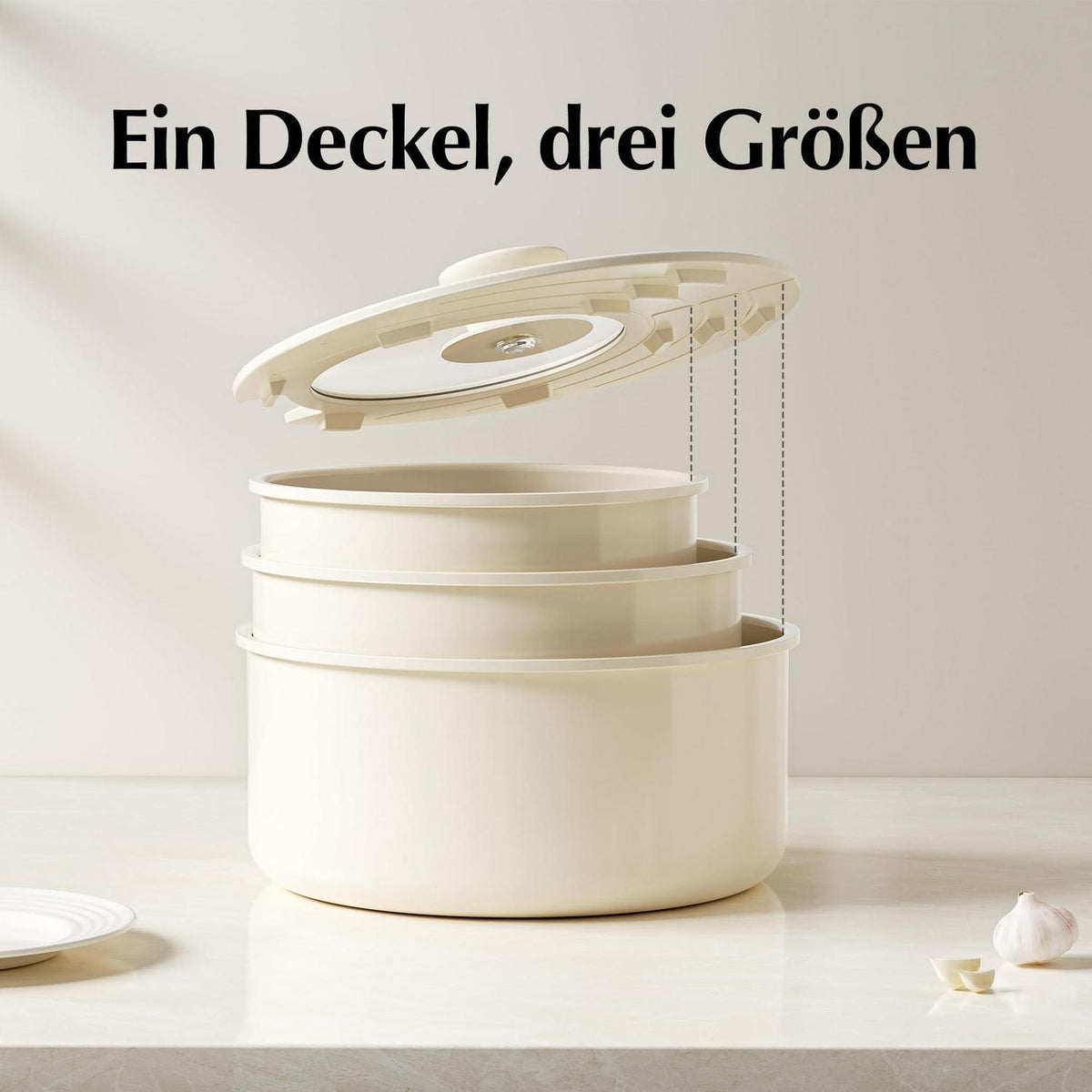 Keramik Topfset 16/18/20cm mit Abnehmbaren Griffen