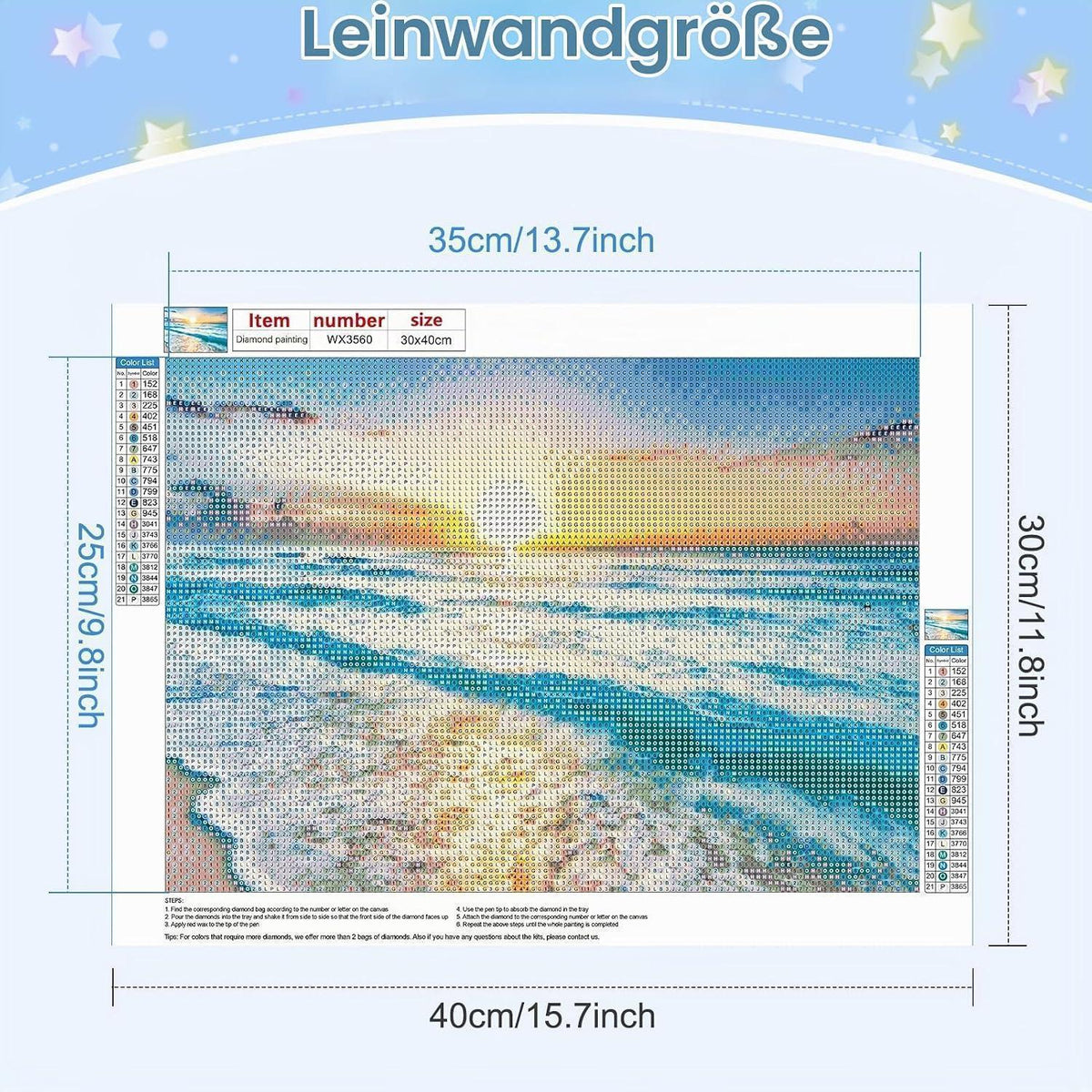 Diamant Malerei Strand Sonnenuntergang 5D DIY Set 40x30cm
