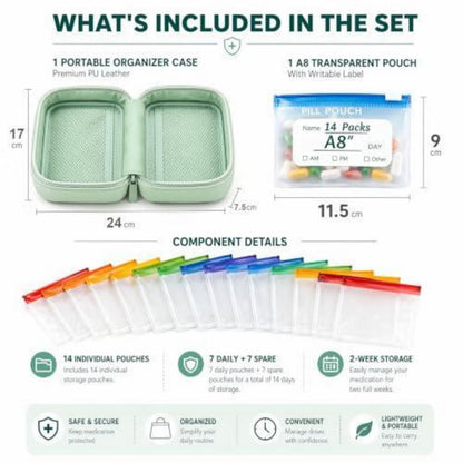 Wasserdichter Pillen Organizer 14 Tage – Tablettenbox für Reisen