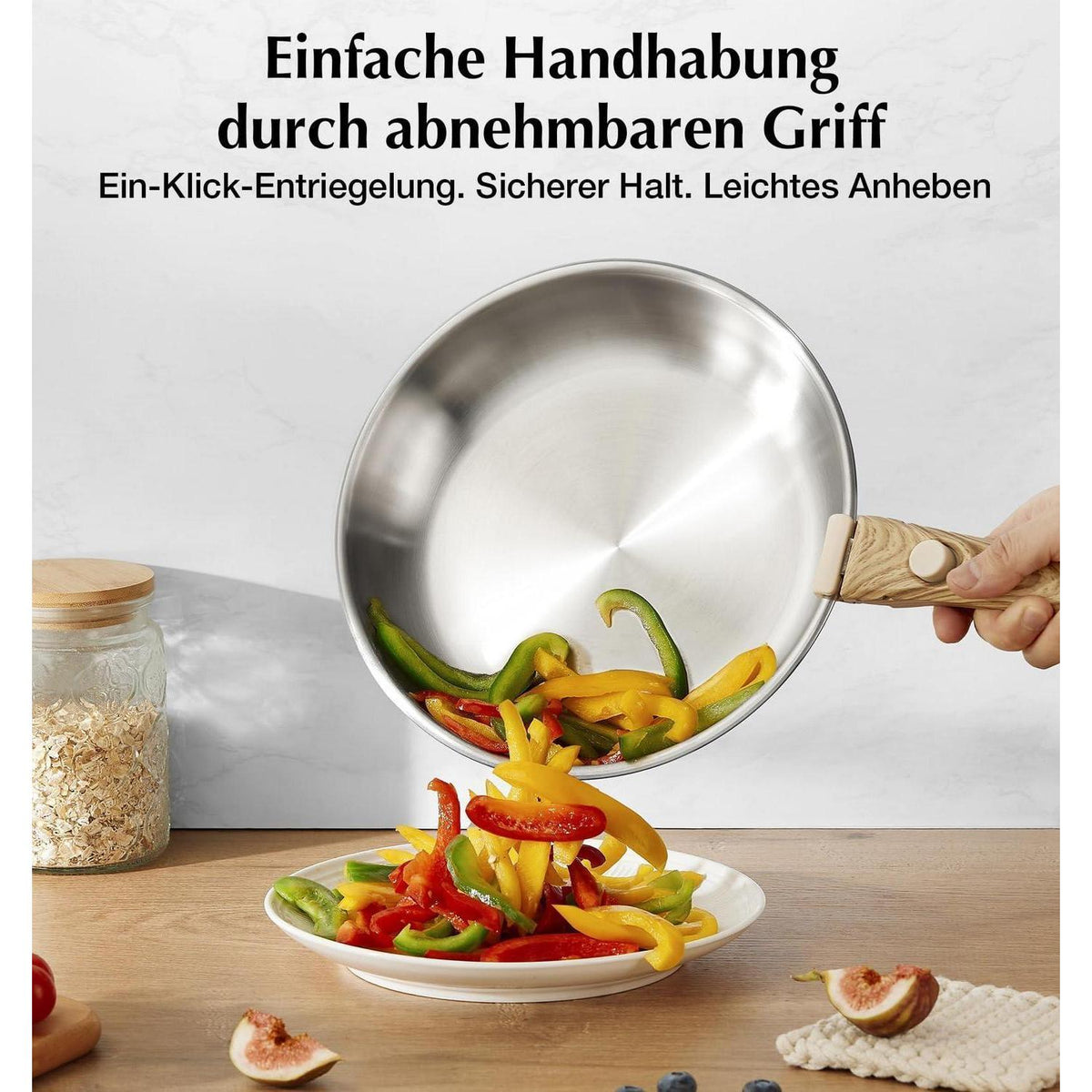 Edelstahl Topfset 7-teilig mit abnehmbarem Griff
