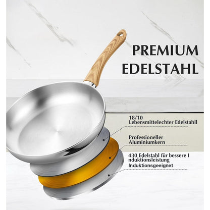12-teiliges Edelstahl Kochset mit Tri-Ply Boden