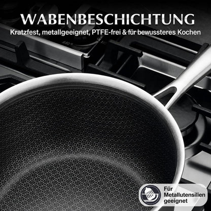 Edelstahl Topfset 6-teilig mit Glasdeckel – Kochtopfset für Induktion