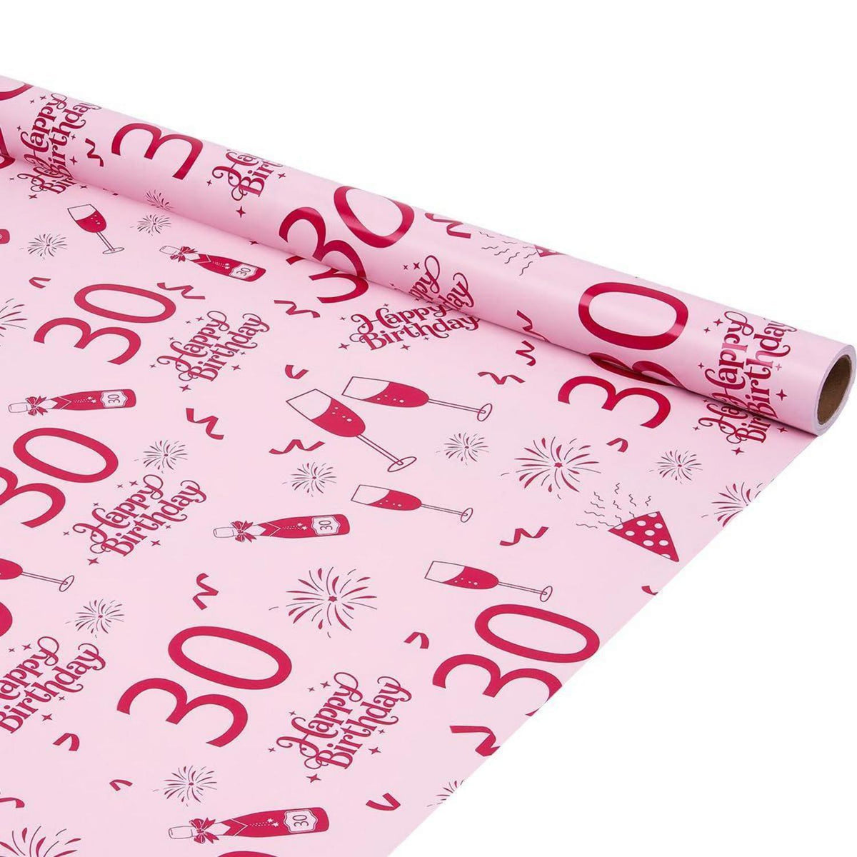 Geschenkpapier 30. Geburtstag rosa 6m x 43cm
