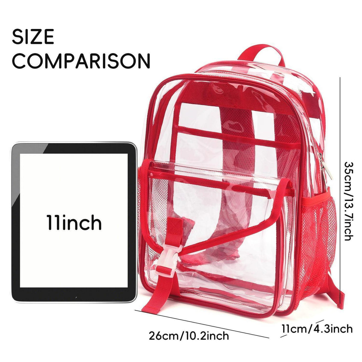 Transparenter Damen Rucksack | Wasserdicht & Geräumig | Rot