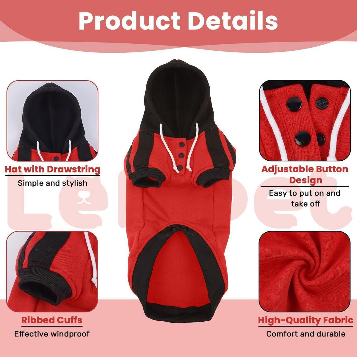Dackel Hoodie Rot – Welpen Sweatshirt mit Lelepet Druck