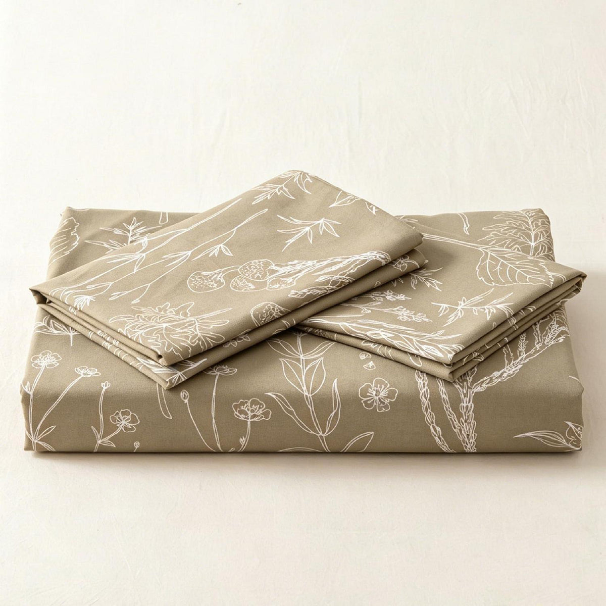 Blumen Bettwäsche Set 135x200 cm, Beige Mikrofaser 4tlg.