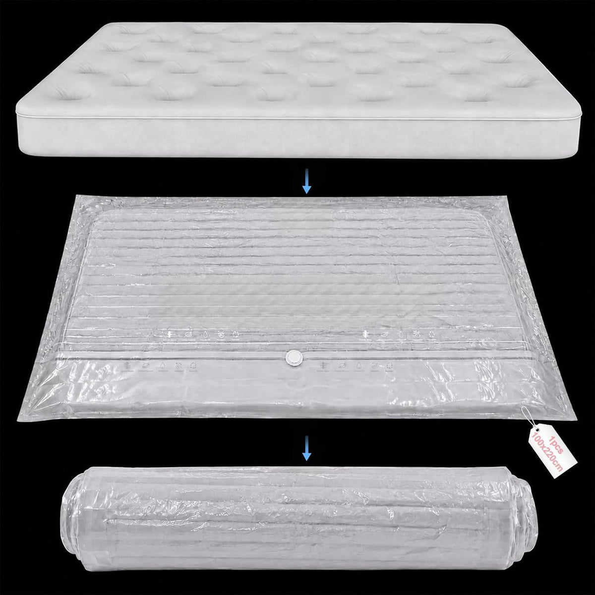 Vakuumbeutel Matratze XXL 100x220 cm – Platzsparende Aufbewahrung
