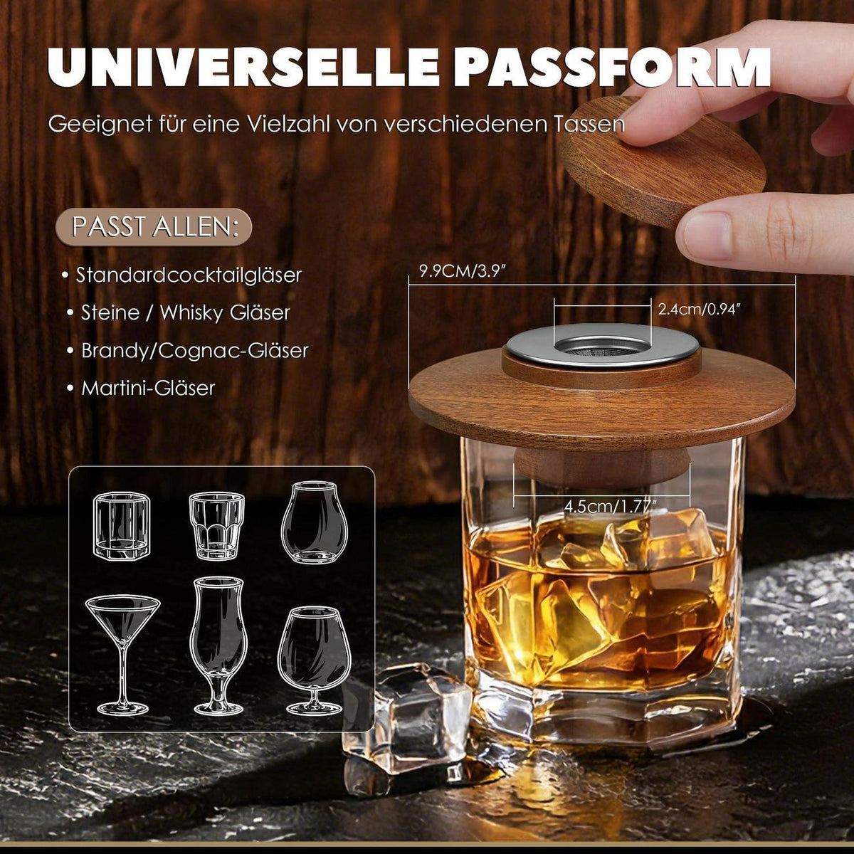 Whisky Räucher Set mit Holzspäne & Edelstahlfilter