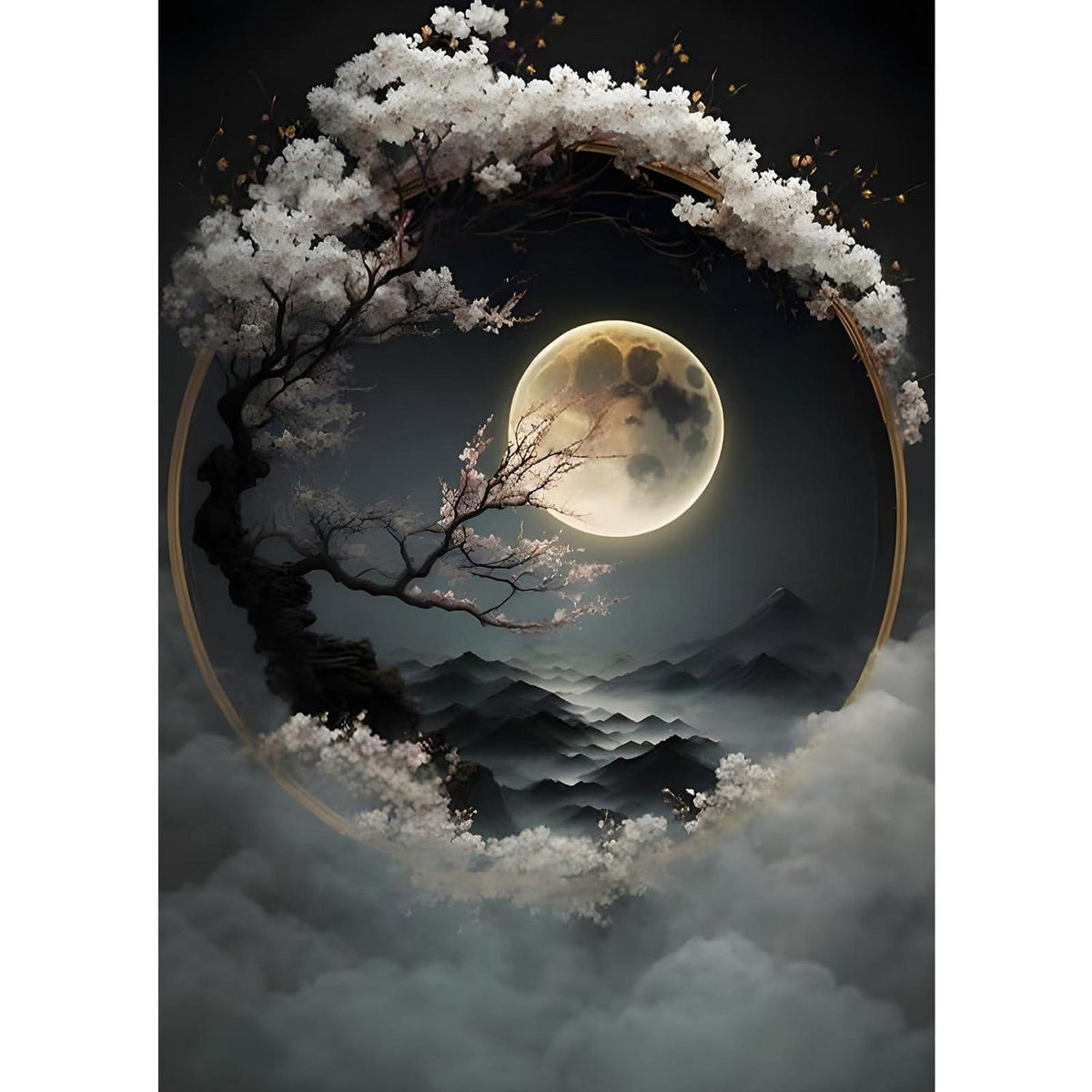 Diamond Painting Mond und Wolken 5D - Bastelset Wanddeko