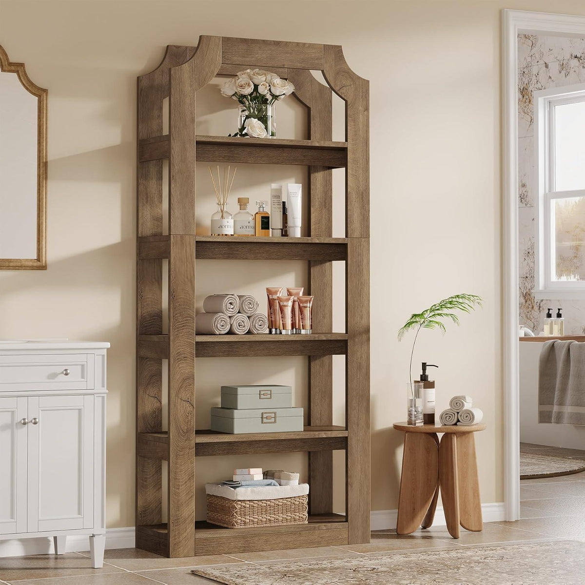 Tribesigns Bücherregal 5 Fächer, 178cm, Landhausstil Holz