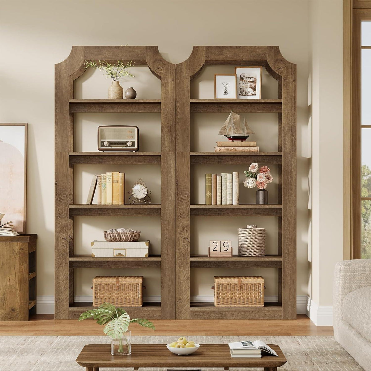 Tribesigns Bücherregal 5 Fächer, 178cm, Landhausstil Holz