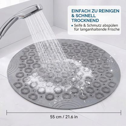 Rutschfeste Duschmatte rund, Grau – Sicher & Komfortabel