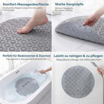 Rutschfeste Duschmatte rund, Grau – Sicher & Komfortabel
