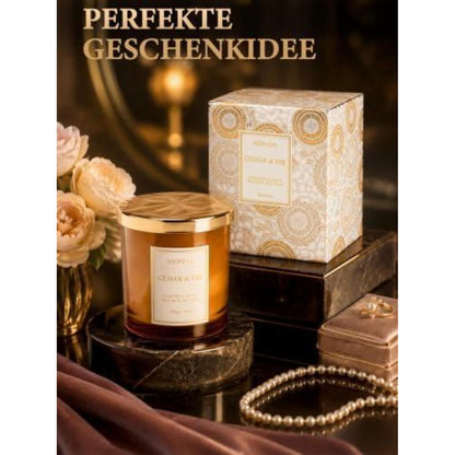 Duftkerze Zeder & Tanne - Premium Glas, 70h Brenndauer