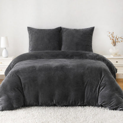 Winter Flanell Bettwäsche Set 200x200cm - Schwarz & Kuschelig