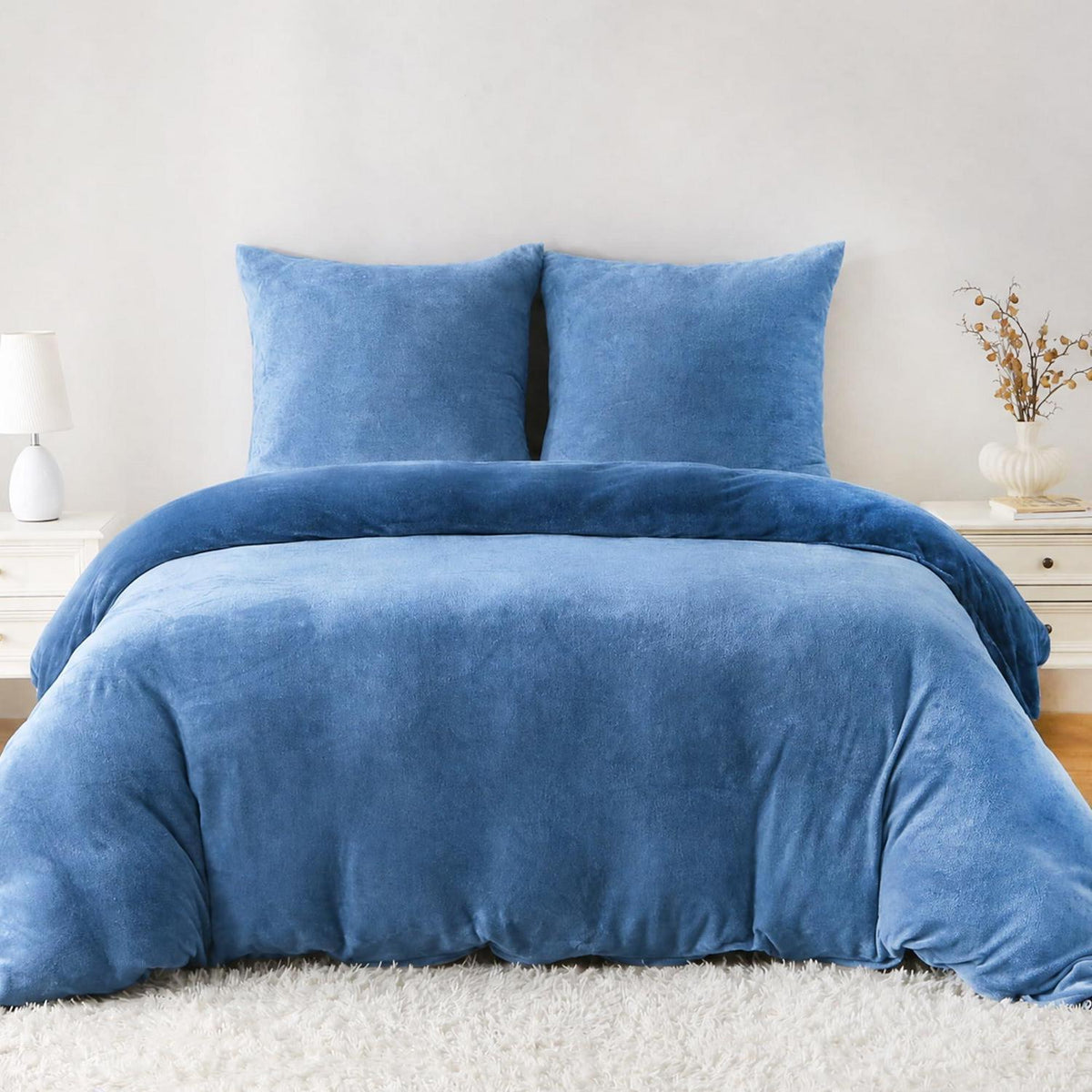Winter Flanell Bettwäsche Set 200x200cm Marineblau