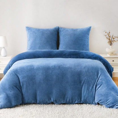 Winter Flanell Bettwäsche Set 200x200cm Marineblau
