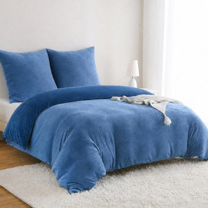 Winter Flanell Bettwäsche Set 200x200cm Marineblau