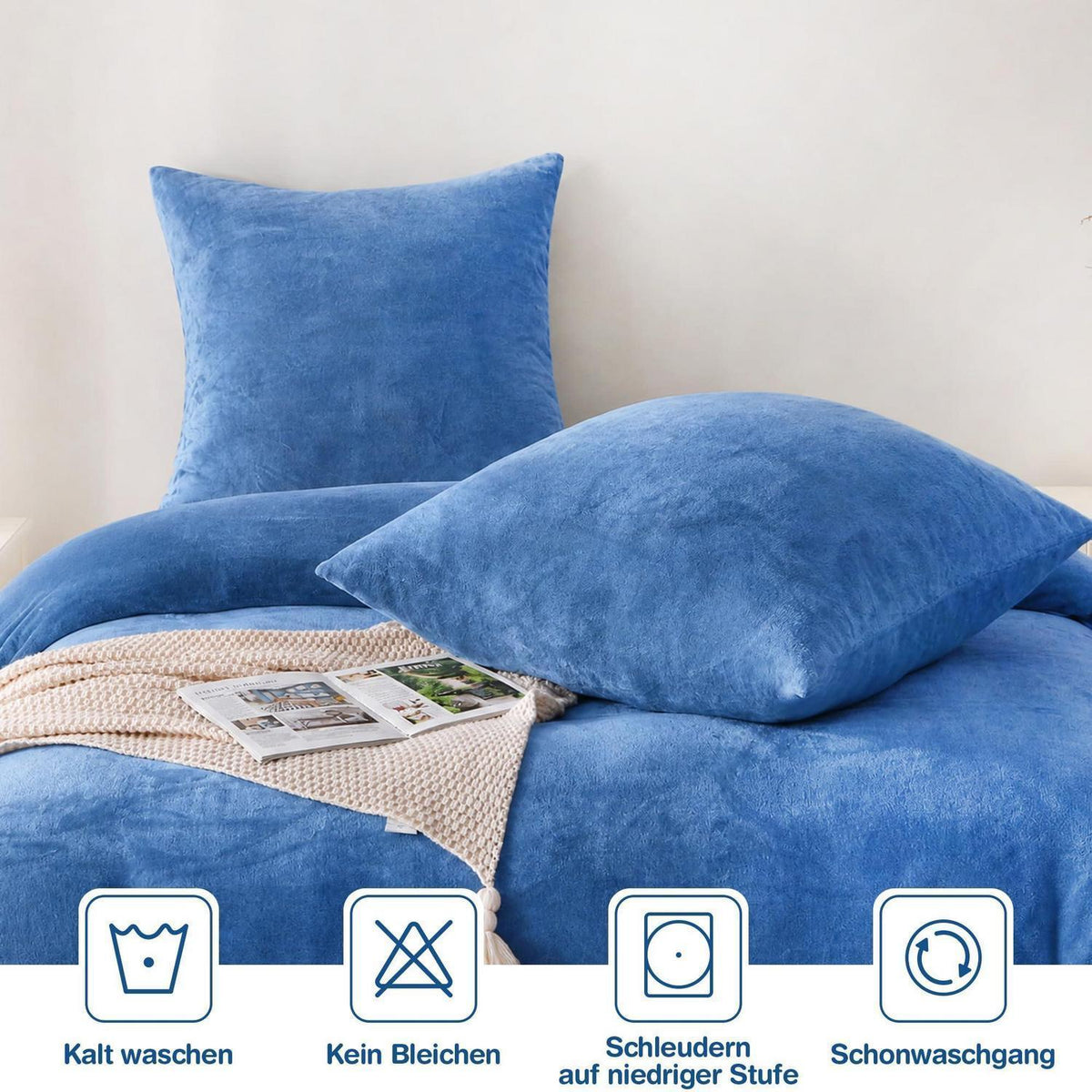 Winter Flanell Bettwäsche Set 200x200cm Marineblau