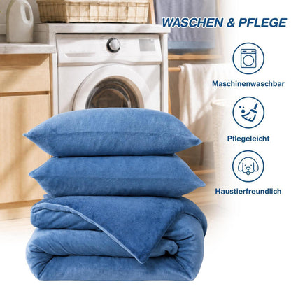 Winter Flanell Bettwäsche Set 200x200cm Marineblau