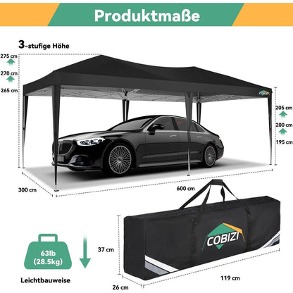 Faltpavillon 3x6 Wasserdicht mit 6 Seitenwänden – Partyzelt & Festzelt