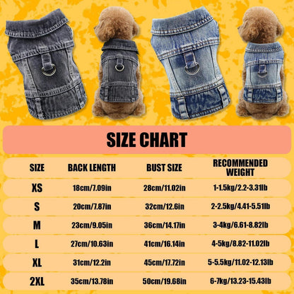 Jeans Hundejacke Blau L – Bequeme Hunde Weste für Welpen