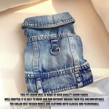 Jeans Hundejacke Blau L – Bequeme Hunde Weste für Welpen