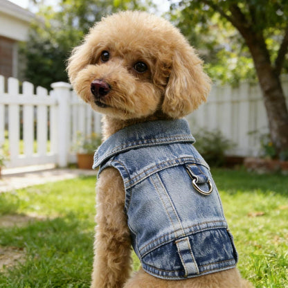 Jeans Hundejacke Blau L – Bequeme Hunde Weste für Welpen
