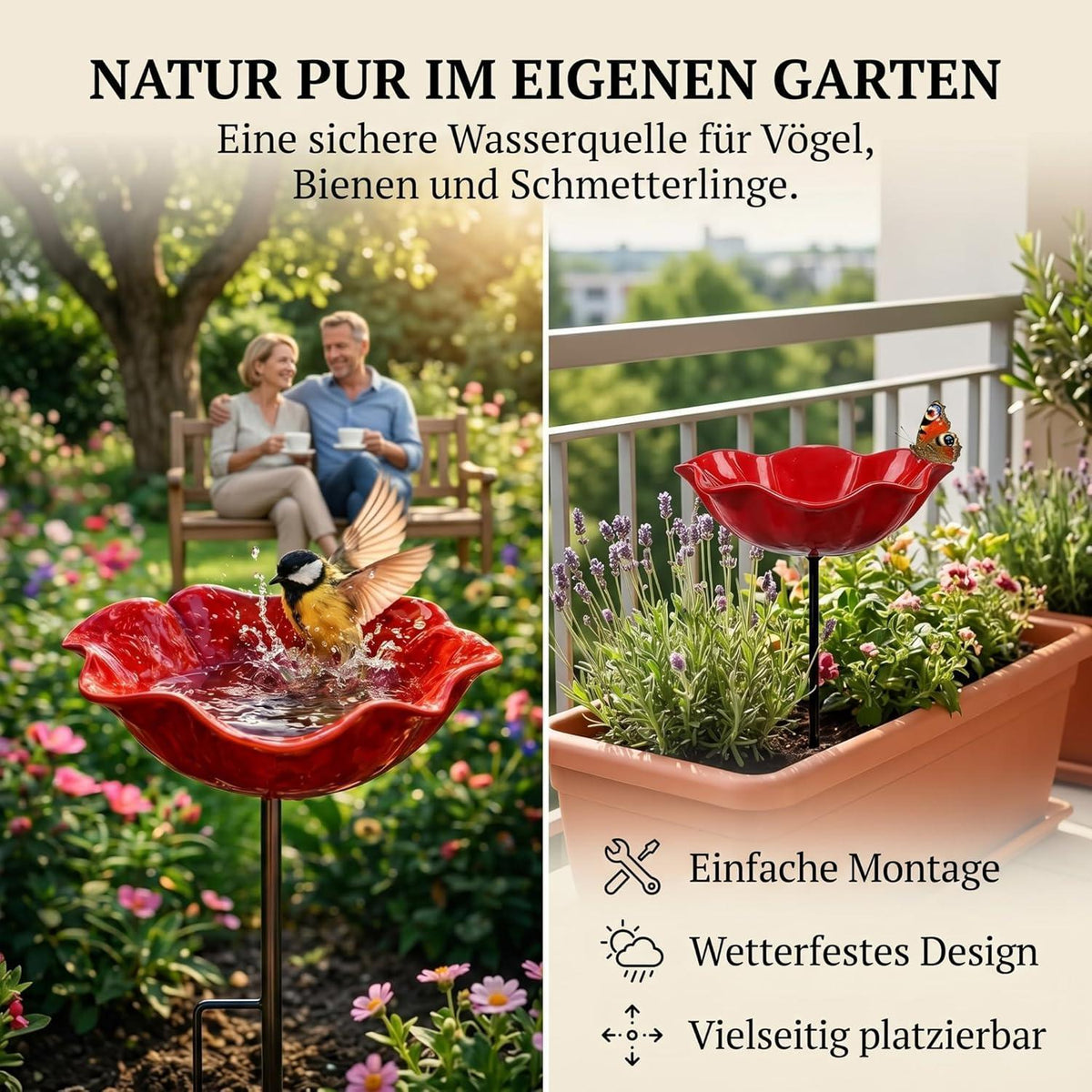 Vogeltränke Sonnenblume | Futterstation für Garten & Balkon