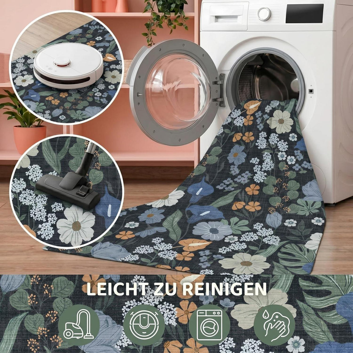 Waschbarer Boho Teppich 200x300 – Rutschfest & Kurzflor