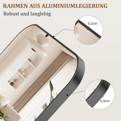 Ganzkörperspiegel 192x85cm Standspiegel mit Aluminiumrahmen Schwarz