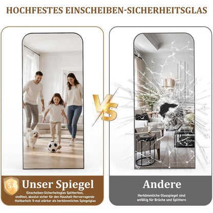 Ganzkörperspiegel Standspiegel 218x102cm Schwarz – Robust & Klar