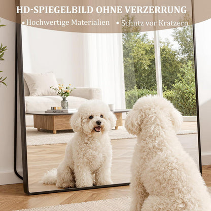 Ganzkörperspiegel Standspiegel 218x102cm Schwarz – Robust & Klar