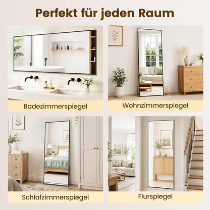 Ganzkörperspiegel 165x60cm Standspiegel mit Aluminiumrahmen
