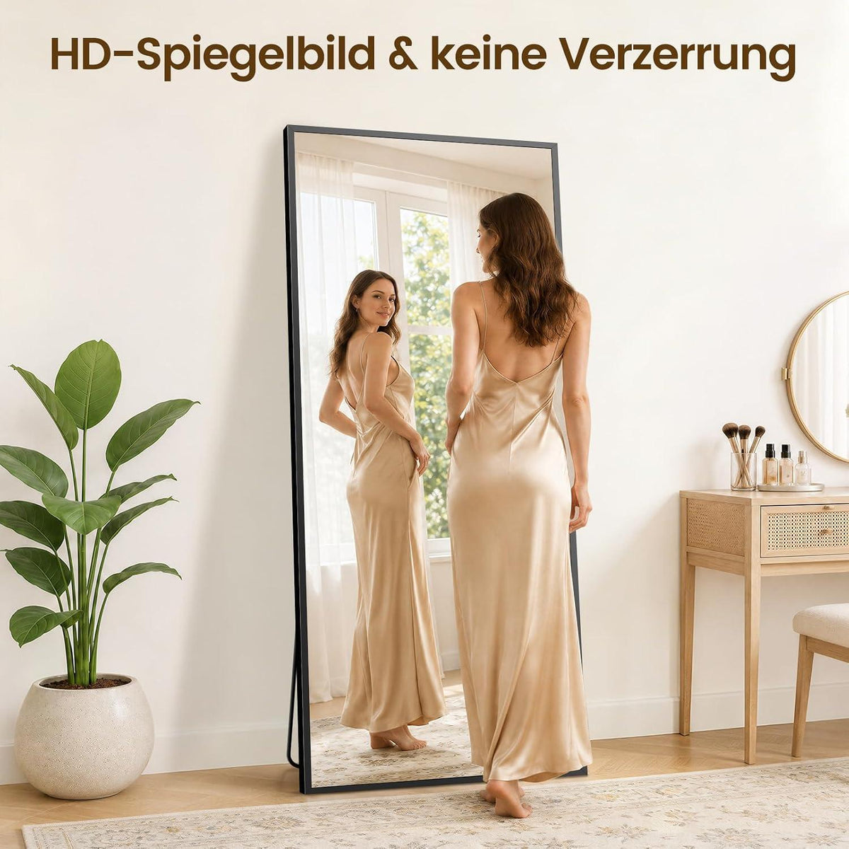 Ganzkörperspiegel 180x76cm Standspiegel mit Aluminiumrahmen