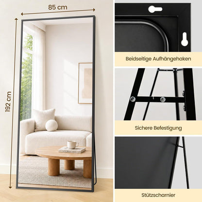 Ganzkörperspiegel 193x86cm – Standspiegel mit Aluminiumrahmen