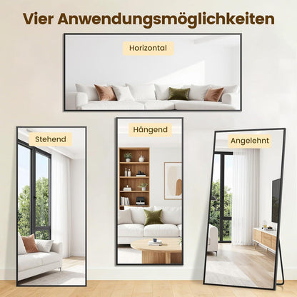 Ganzkörperspiegel 193x86cm – Standspiegel mit Aluminiumrahmen
