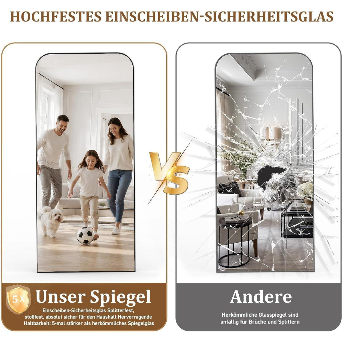 Ganzkörperspiegel Standspiegel Schwarz 142x53 cm mit Aluminiumrahmen