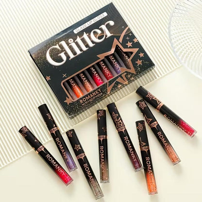 8-teiliges Lipgloss-Set mit Schimmer & Feuchtigkeit