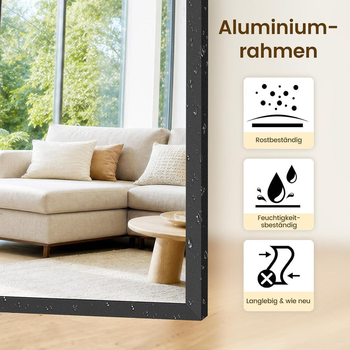 Ganzkörperspiegel 150x40cm – Stand- & Wandspiegel mit Aluminiumrahmen