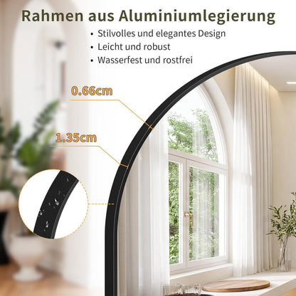 Ganzkörperspiegel Gewölbt 192x85cm – Stand- & Wandspiegel Schwarz