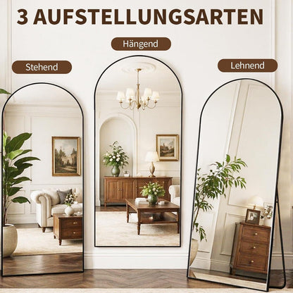 Gewölbter Standspiegel 180x71cm – Modern & Robust mit Ständer