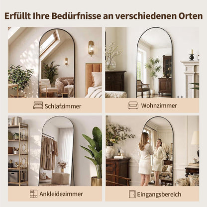 Gewölbter Standspiegel 180x71cm – Modern & Robust mit Ständer