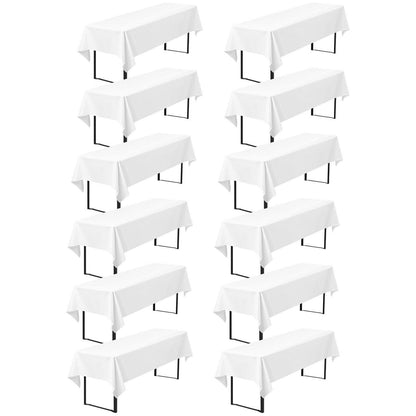 12x Biertischdecke Weiß 260x110 cm – Premium Qualität
