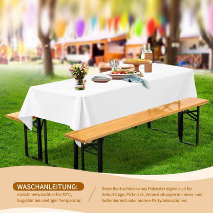 12x Biertischdecke Weiß 260x110 cm – Premium Qualität