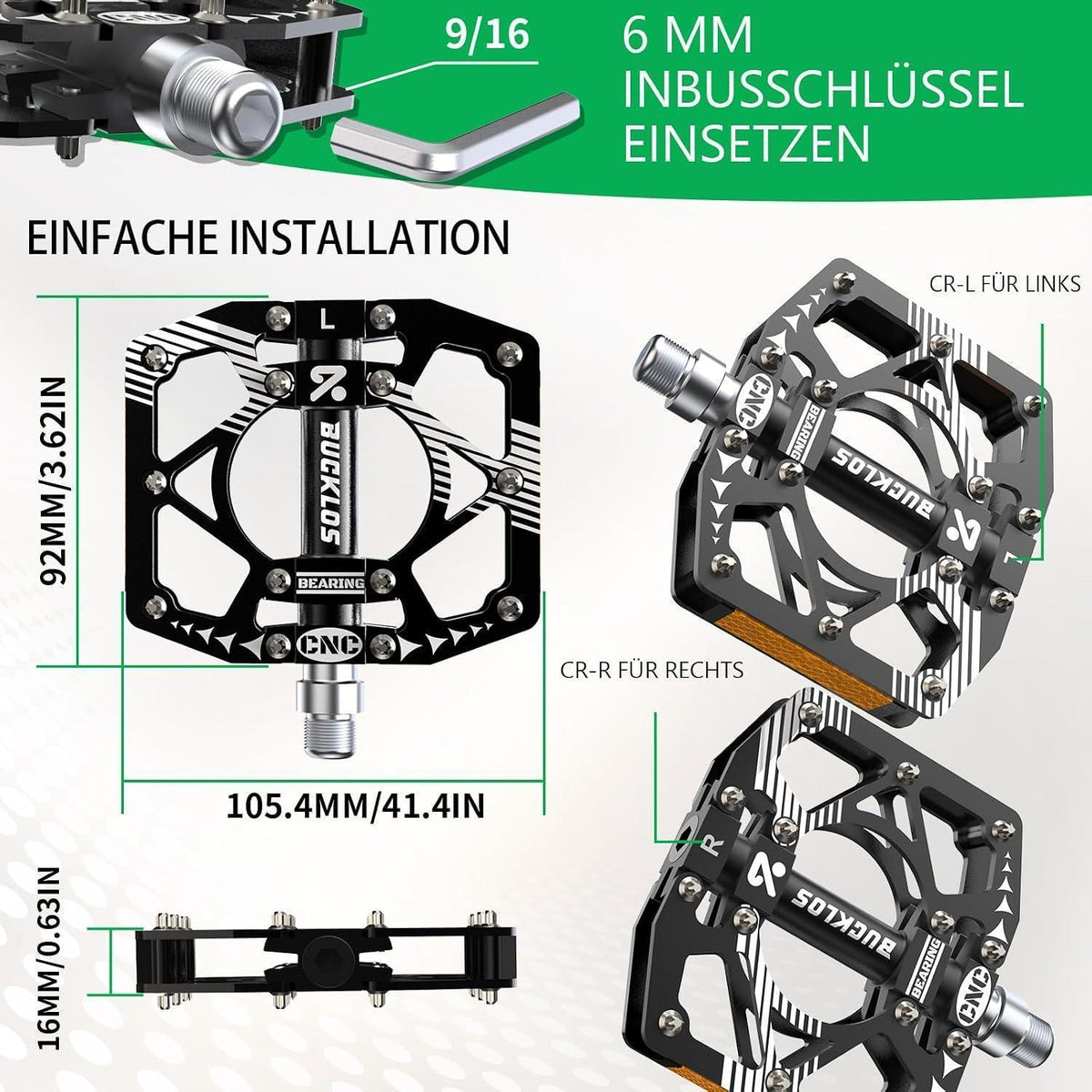 Aluminium MTB Plattform Pedale – CNC | Anti-Rutsch | Gold-Schwarz