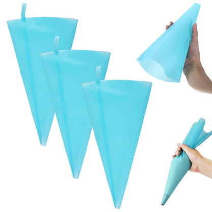 3 Spritzbeutel Silikon Wiederverwendbar mit Tüllen 30cm