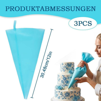 3 Spritzbeutel Silikon Wiederverwendbar mit Tüllen 30cm